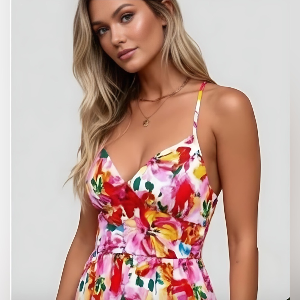LAST ONE 🔥 Floral Midi Dress With Side Slit - Picture 2 of 8